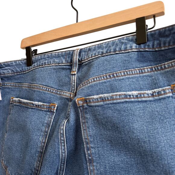 Abercrombie & Fitch Curve Love The Mom High Rise Jeans 34 18R Blue Denim Raw Hem - Picture 7 of 9